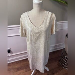 Original by Nicole Miller‎ Women Shift Dress Linen Blend Size XL tan and white